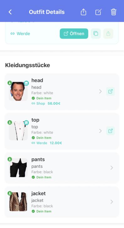 Outfits erstellen Screenshot